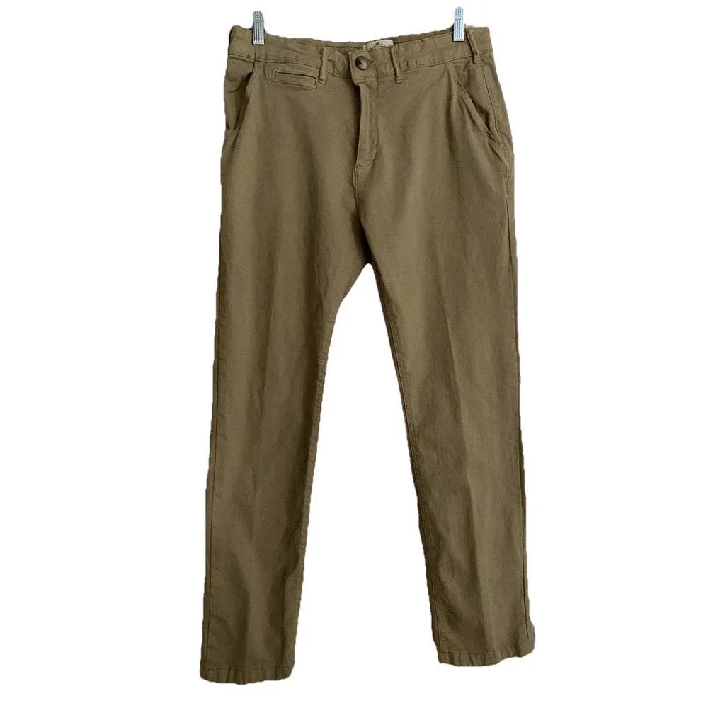 Marine Layer Men's 32 X 32 Slim Straight Twill‎ Chino Pants Khaki Rainbow Stitch